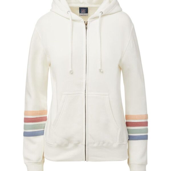Women's Striped Sleeves Full-Zip Hooded Sweatshirt Thumbnail